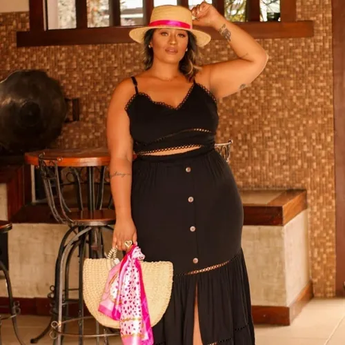 Saia longa e deals cropped plus size