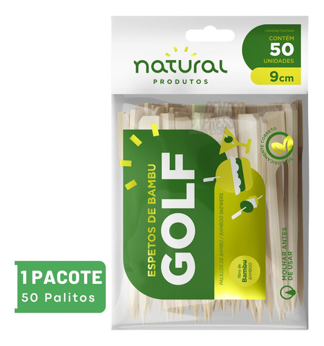 Palito De Bambu Golf 9cm - Gourmet P/ Pratos - 50 Palitos