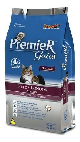 Alimento Premier Super Premium Pelos Longos para gato adulto sabor frango em sacola de 7.5kg