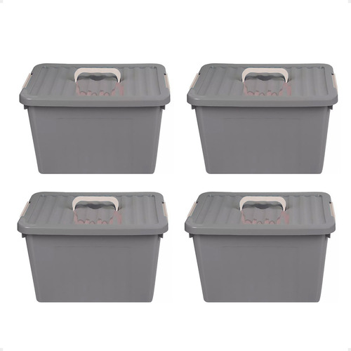 Set X4 Cajas Organizadoras Apilables Chica 26x19x15 6 Litros