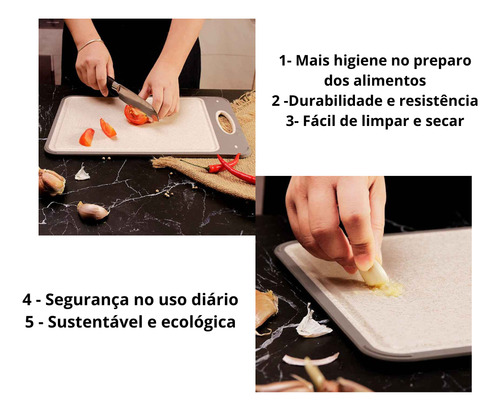 Tabua De Corte Saudável Para Cortar Dupla Face Aço Inox Pp