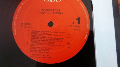 Vinilo Lp De Mocedades - Amor De Hombre -(u1328