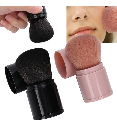 Pincel En Polvo Profesional Retráctil Para Rostro, 2 Unidade