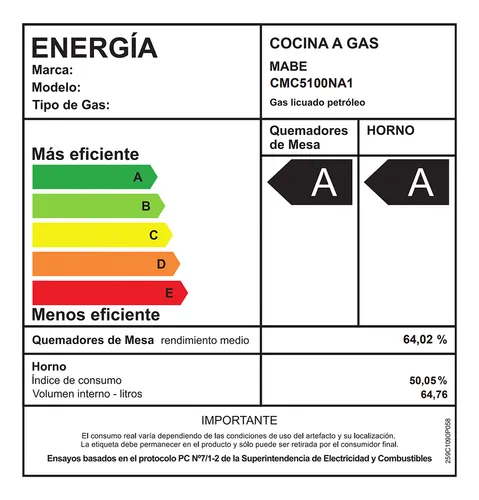 Cocina De Piso A Gas 51 Cm Negro Mabe Cmc5100na1 Negro