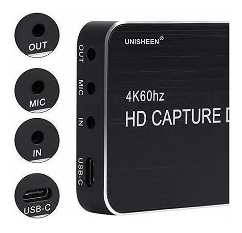 Imagen 4 de 5 de Capturadora 4k Hd Unisheen Usb 3.1 Para Juegos En Vivo