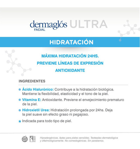 Imagen 4 de 4 de Crema Gel Dermaglós Dia Y Noche Ultra Hidratacion 50g