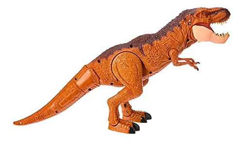 Dinossauro T-rex Controle Remoto E Sensor C/ Luz E Som Cor Marrom