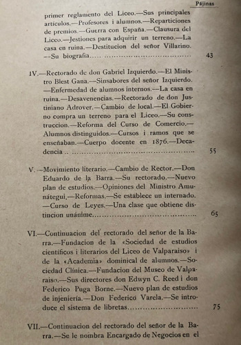 Liceo Valparaiso Reseña Historica 1912 Educacion (Usado)
