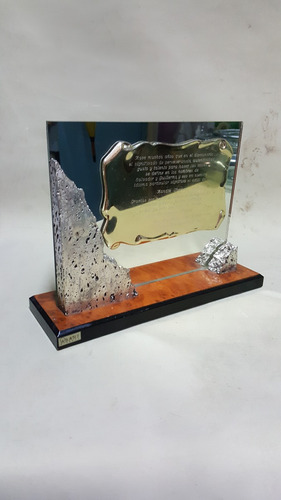 Trofeo Conmemorativo En Espejo Marmolina Y Bronce