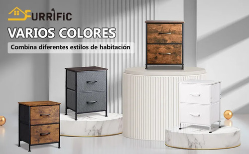Buró FURRIFIC Juego De 2 Mesitas De Noche, Armario De Almacenamiento No Tejido Con 2 Cajones, Mesa Auxiliar De Sofá Retro Para Dormitorio, Sala De Estar, Balcón, Habitación De Niños.