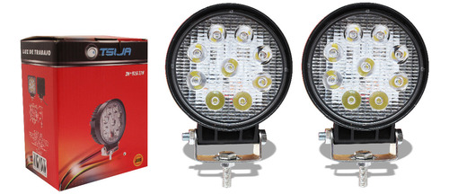 Juego De Faros Auxiliares Redondos 9leds 27w 11cm Ds