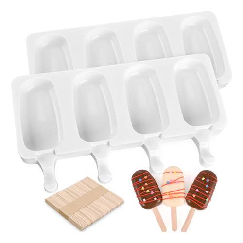 Moldes Para Paletas De Hielo De Silicona, 4 Cavidades Molde
