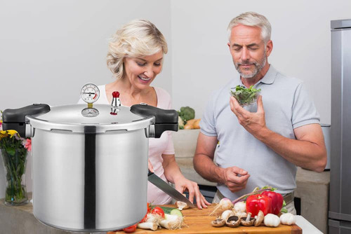 Olla A Presión 25 Qt Con Estante De Cocción Extra Grande