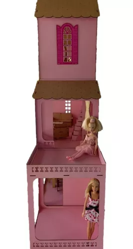 Casa Casinha Boneca Escala Barbie Mdf 1.12m + 22 Móveis