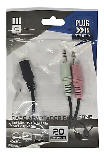 Adaptador 2 P2 1 P2 Conecta Headset Com Microfone Em Celular