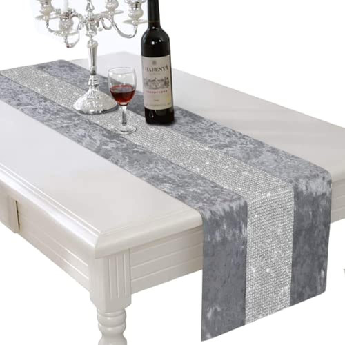 Halovie 13 X 70 Pulgadas Glam Table Runner Con Tira Diamante