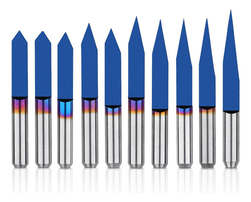Kit De 10 Brocas Cnc Router Bits Con Ángulos De 10 A 90 Grad
