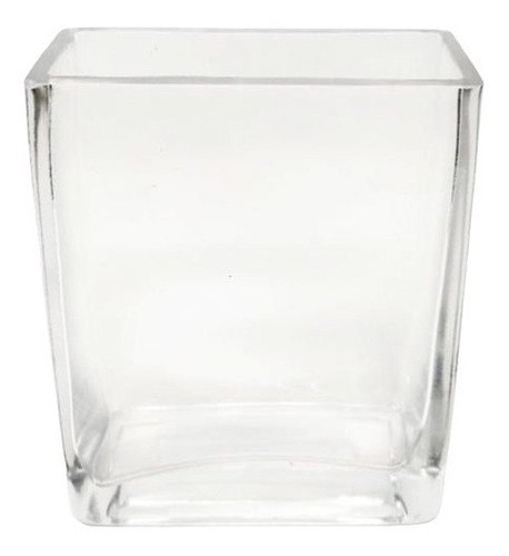Imagen 2 de 10 de Florero Rectangular De Vidrio Grueso 15 Cm Centro De Mesa