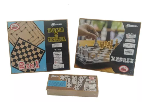 Big Box Com 4 Jogos na Caixa de MDF - 33334 - PaperToys - Jogo de Dominó,  Dama e Xadrez - Magazine Luiza