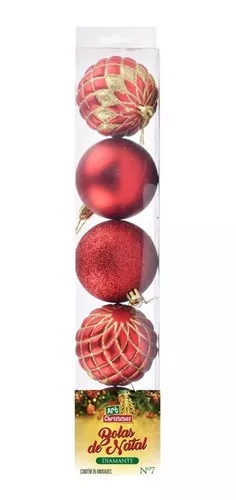 bolas de natal vermelha dourada 7cm bolas natalina 7 cm - Zein