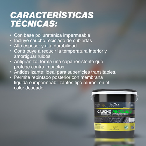 Membrana Caucho Y Goma Fulltex 20lts Gris Mate