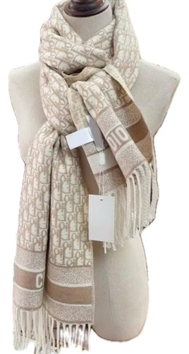 Cachecol Lã Classico Cashmere Chd Marrom-claro Liso 170x70cm