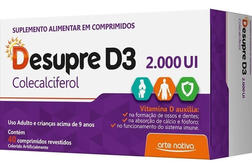 Desupre D3 2000ui 40 Comprimidos Vitamina D Arte Nativa