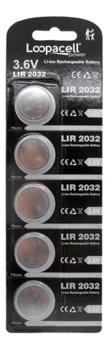 5 Loopacell Lir2032 Lithium Rechargeable 3.6v Coin Cell...