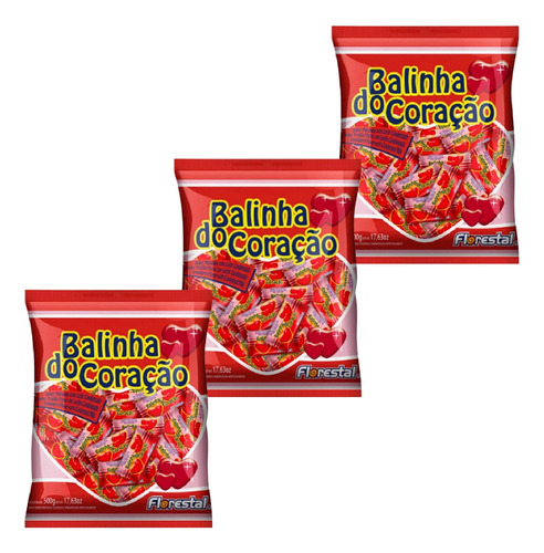 Balinha Do Coração 3 Pacotes C/ 500g