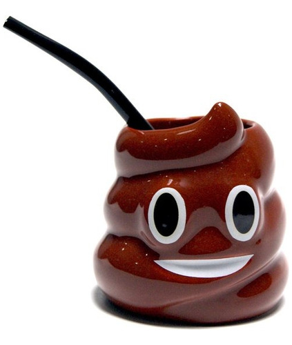 Mate Línea Emoji Popó Marrón Cerámica Deco