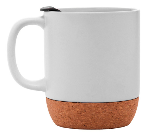 Taza De Cerámica Mate Con Base De Corcho Removible 300ml Color Blanco
