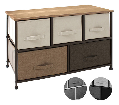 Mueble Buro Organizador Comoda Tela Metal 5 Cajoneras Color Café