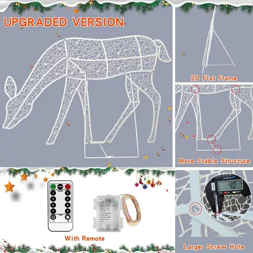 Adornos Navideños Con Forma De Reno, 3 Piezas, Led, Decoraci