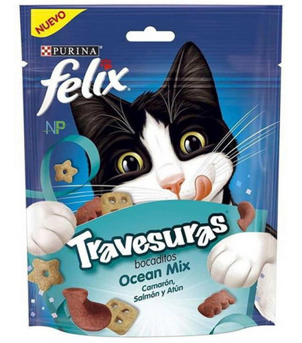 Premio Gato Snack Felix Travesuras Camaron Salmón Atun60g Np