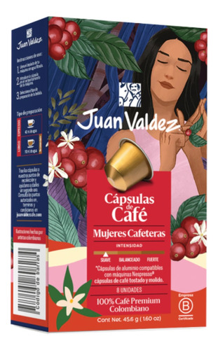 Cápsulas De Café Juan Valdez Mujeres Cafeteras X 8 Uni