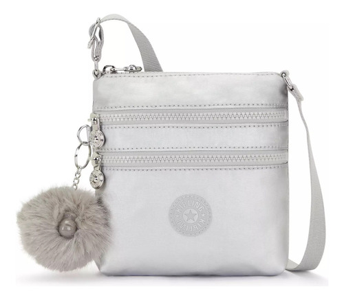 Bolsa Crossbody Kipling Alvar Diseño Color Solido De Nylon Platinum M Gg Asas Color Igual Al Resto De La Bolsa