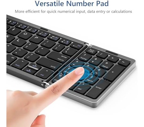 Teclado Bluetooth Plegable Acoucou Con Teclado Numérico, Tec