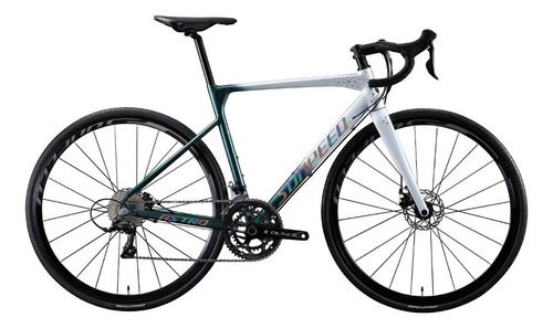 Bicicleta ruta Sunpeed Astro  2022 R700 54 18v frenos disco semi-hidráulico cambios Shimano Sora R3000 color verde/plateado  