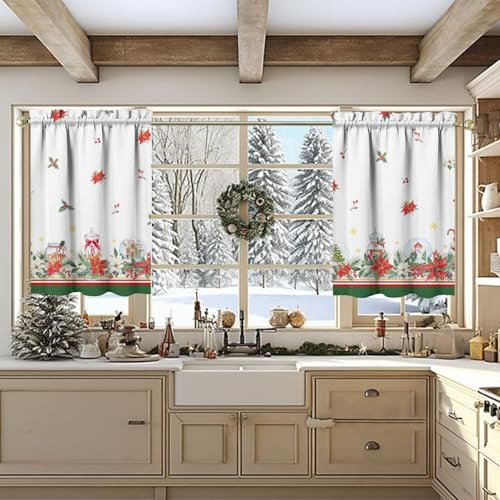 Cortinas Y Adornos De Cocina Navideños Conjunto De 3, Decora