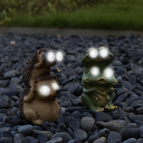 Figurita De Animales De Resina, Luces Led, Rana 9x9x17cm