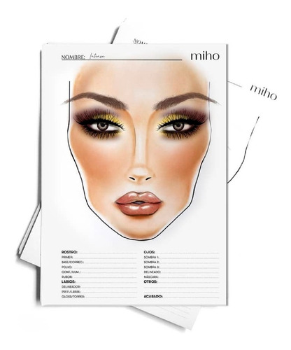 Hojas Facechart Prácticas De Maquillaje Pack X20 Miho