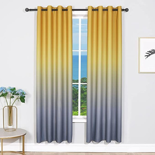 Mr.ing Blackout Cortinas  Print Two Colors Gradient Grommet