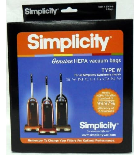 Type W Synchrony Hepa Vacuum Cleaner Bags 6 Pack