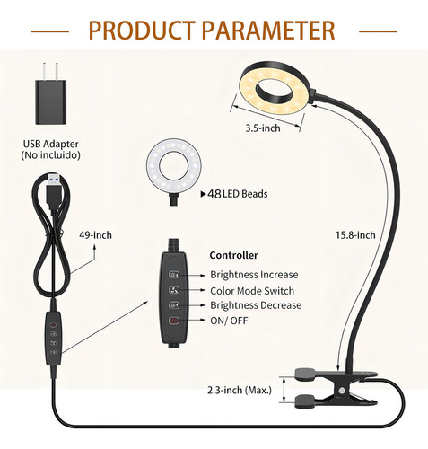 W Lámpara Led Recamara Escritorio Lectura Ajustable