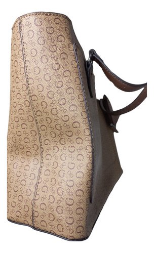 Totebag Guess Café Claro 100% Original Marrón Claro Liso Níquel Marrón