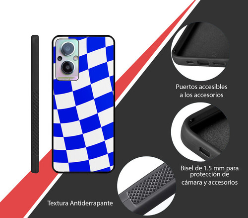 Funda Cuadricula Bandera Blanco Azul Todos Los Modelos Oppo