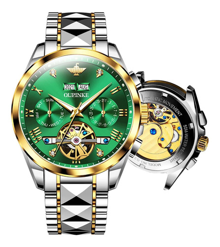 Reloj Hombre Olevs Sc-s-g3186 Automático Pulso Verde En