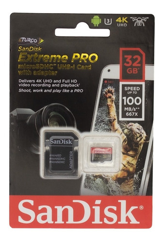 Memoria Sandisk Extreme Pro 32 Gb 170mb/s Cámara Gopro 4k