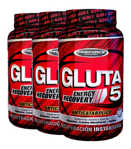 Gluta 5 X 900 G. Fireforce Glutamina Con Creatina Y Taurina