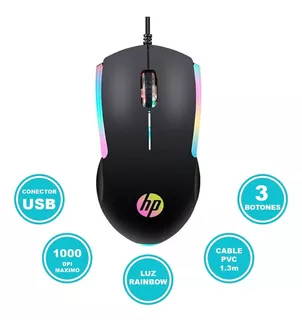 Mouse Gamer Hp M160 Rgb Rainbow 1000dpi Usb